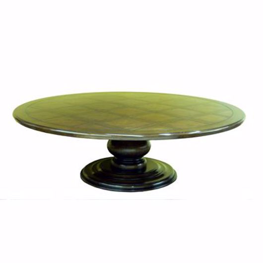 Picture of 96″ROUND PEDESTAL TABLE W/ WOVEN PARQUET TOP