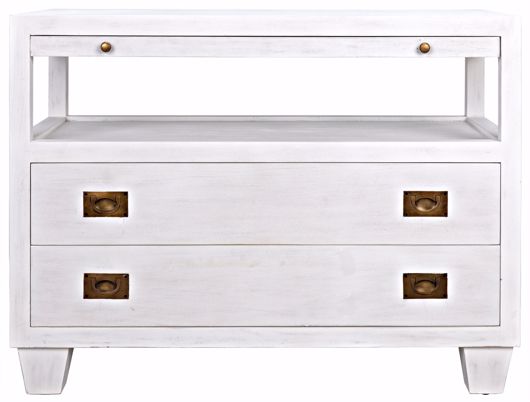 Picture of 2-DRAWER SIDE TABLE WITH SLIDING TRAY, WHITE WASH