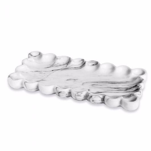 Picture of BLISS LARGE SCALLOPED TRAY - CARRARA WHI