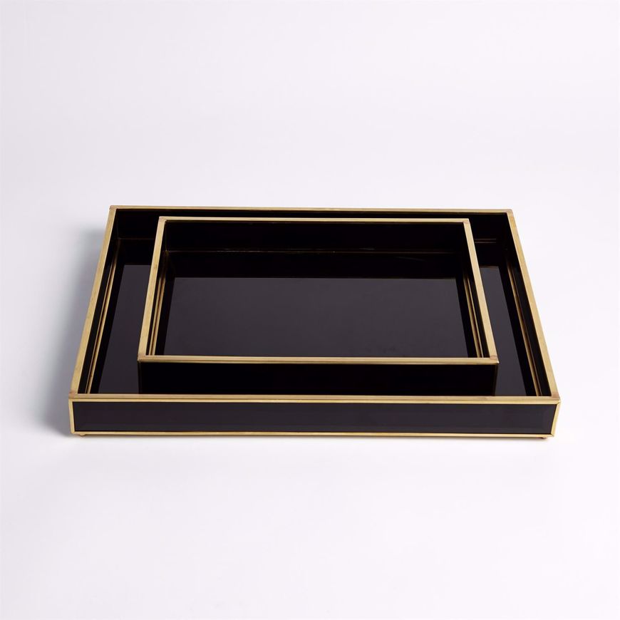 Picture of BEVELLED BLACK GLASS TRAYS