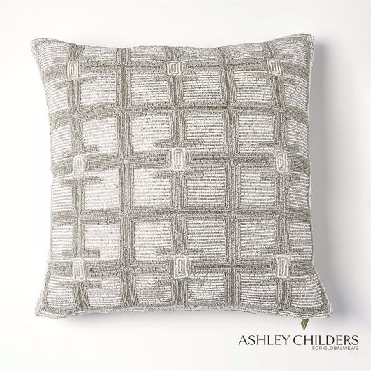Picture of BEADED PILLOW-MOONLIGHT/SILVER