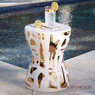 Picture of ABSTRACT GOLD/WHITE STOOL