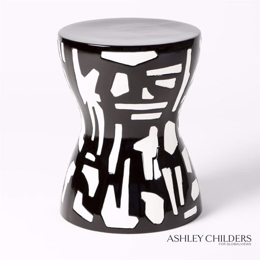 Picture of ABSTRACT STOOL-BLACK/WHITE