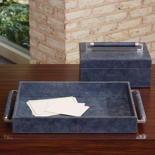 Picture of DOUBLE HANDLE SERVING TRAY-BLUE WASH